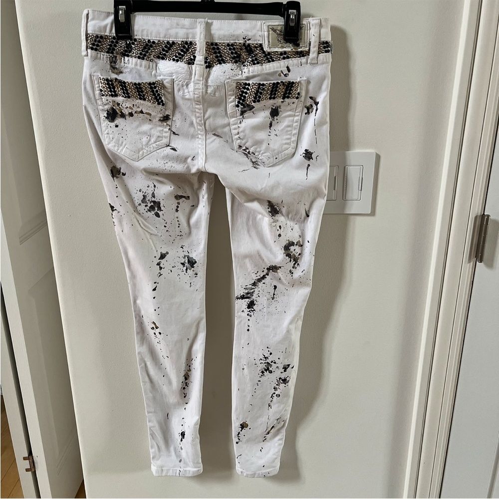 Robin’s Jean Marilyn Low Rise Splattered Studded Straight Leg Jeans 30 - Picture 7 of 16